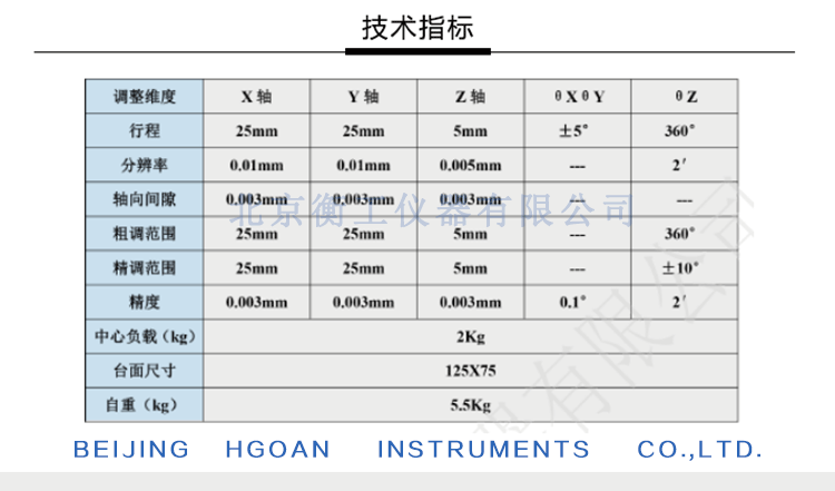 衡工六維調(diào)整工作臺(tái)HGAM601多自由度組合移動(dòng)臺(tái)